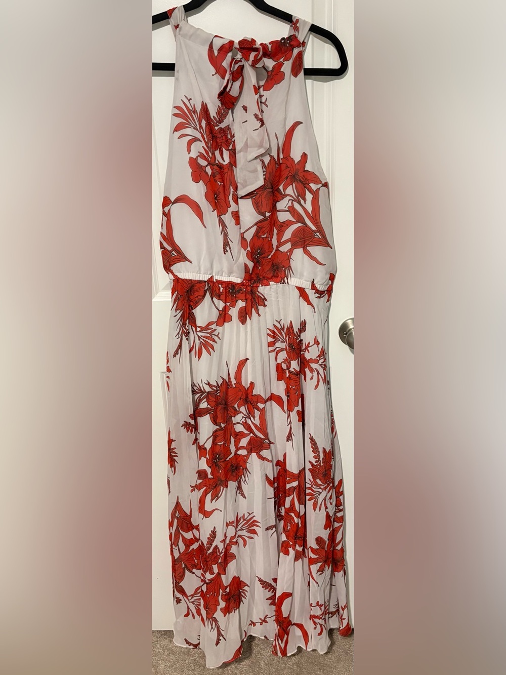 Lane Bryant White Maxi Dress with Red Floral Print - Picture 3 of 3